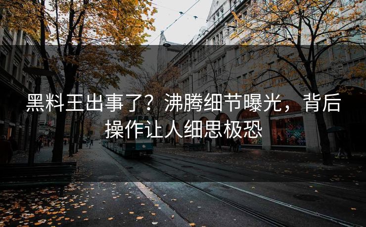 黑料王出事了？沸腾细节曝光，背后操作让人细思极恐