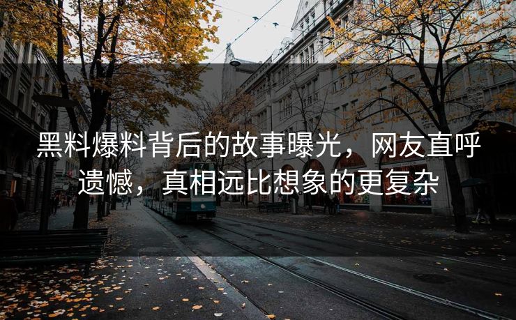 黑料爆料背后的故事曝光，网友直呼遗憾，真相远比想象的更复杂