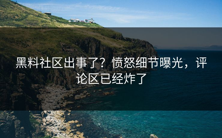 黑料社区出事了？愤怒细节曝光，评论区已经炸了