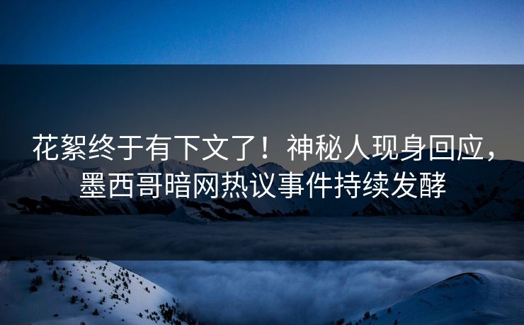 花絮终于有下文了！神秘人现身回应，墨西哥暗网热议事件持续发酵