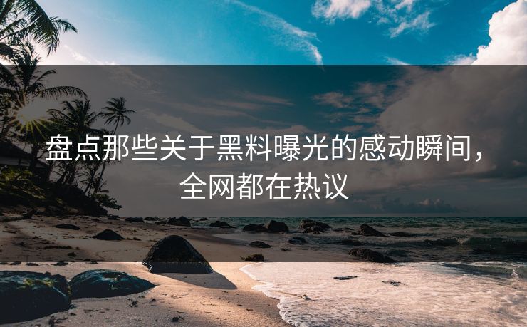 盘点那些关于黑料曝光的感动瞬间，全网都在热议