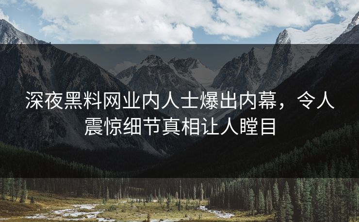 深夜黑料网业内人士爆出内幕，令人震惊细节真相让人瞠目