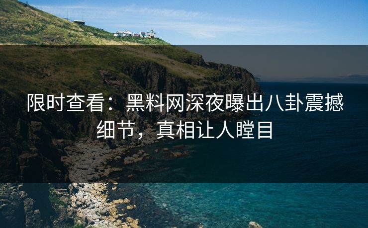 限时查看：黑料网深夜曝出八卦震撼细节，真相让人瞠目