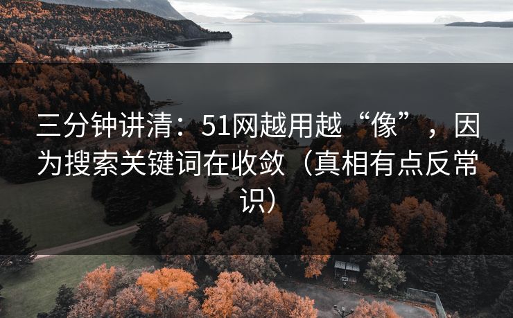 三分钟讲清：51网越用越“像”，因为搜索关键词在收敛（真相有点反常识）